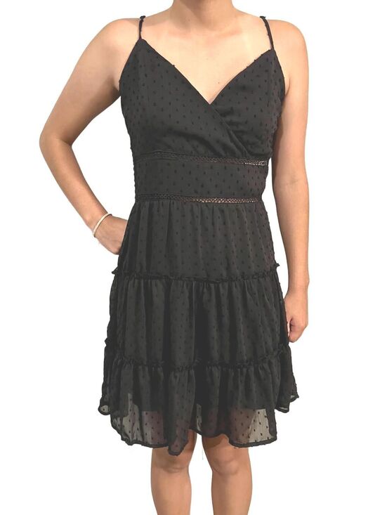 Trixxi Dresses & Skirts - Trixxi Black Swiss Dot Tiered Ruffle Mini Dress Whimsigoth Fairy Coquette Goth M